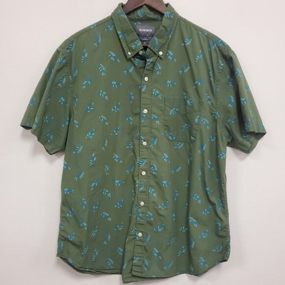 Bonobos Other - Bonobos Mens Standard Fit Short Sleeve Button Up Shirt Size XL Green Leaves